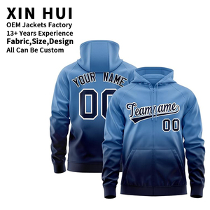 Sweat à capuche zippé dégradé avec logo personnalisé par sublimation, vêtements de sport pour hommes, uniforme d'équipe, sweat à capuche, fabrication OEM gratuite, automne, 360g - Product Image 1