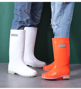 Bottes de pluie hautes pour femmes, chaussures d'eau pour femmes, bottes de pluie à tube long, chaussures imperméables tendance, surchaussures de travail - Product Image 2