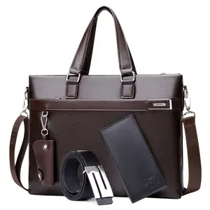 Men's classic business handbag Pu leather messenger bag briefcase office shoulder executive bag man briefcases