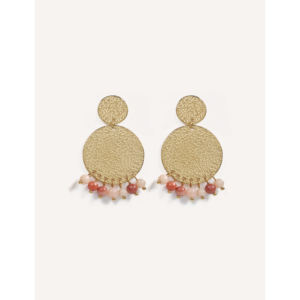 Boucles d'oreilles pendantes YFB E24 en pierre naturelle et acier inoxydable, collection Printemps-Été, longueur totale 4 cm, accessoire de mode en gros - Product Image 1