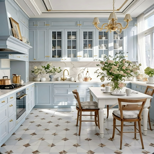 Armoires de cuisine de luxe personnalisées BALOM - Armoire de cuisine de style rétro français avec <span class=keywords><strong>quincaillerie</strong></span> en laiton et tiroirs à extension complète - Product Image 4