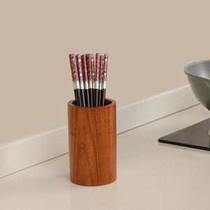 Soporte redondo de madera para palillos, tamaño pequeño, 13 x 8,5 cm, almacenamiento duradero para utensilios de cocina - Product Image 2