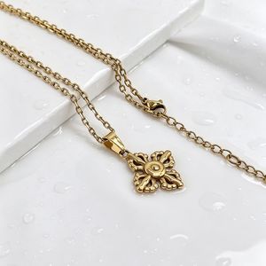 Yunnique Chinese Style Stainless Steel Gold Plated Geometric King Kong Vajra <b>Cross</b> Pendant Necklace for <b>Men</b> and Women - Product Image 2