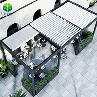 Pérgola Motorizada Retráctil con Techo de Aluminio Ajustable e Impermeable, Pérgola de Jardín, Pérgola Grande Personalizada para Exteriores