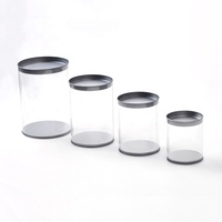 Boîte d'emballage cylindrique en plastique transparent pour Beauty Blender avec couvercles en fer blanc