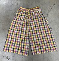 Pantalon large à carreaux personnalisé pour homme, taille haute, coupe oversize, style Y2K, culotte courte, cordon de serrage, taille élastique, streetwear, hip-hop, OEM