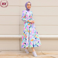 Robe Abaya en soie pour femmes musulmanes, col ras du cou, décontractée, islamique, motif Floral, motif cercueil, Gamis, indonésie, Hijab