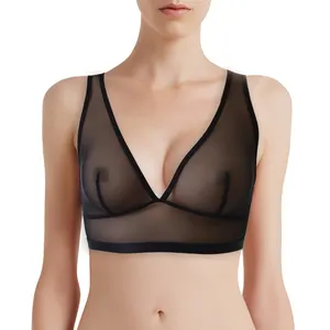 Set Bralette Pakaian Dalam Wanita, Bra Jaring Transparan Seksi dan Celana Dalam Pakaian Dalam Wanita