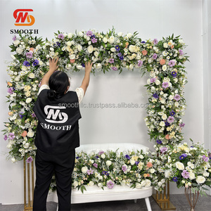 Guirlande de fleurs artificielles pour mariage, prix de gros, multi-vert et blanc, guirlande de fleurs violettes, arche sur le support de fond - Product Image 3