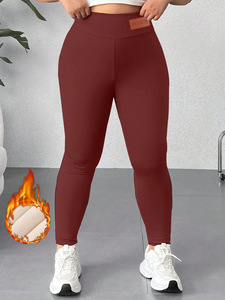 Pantalons de jogging taille haute pour femmes, taille européenne XXXXL, grande taille, doublure en polaire <span class=keywords><strong>thermique</strong></span> fine, leggings chauds d'hiver pour femmes corpulentes - Product Image 2