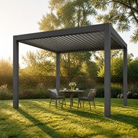 Pergola à lames orientables en aluminium personnalisée, motorisée, avec toit étanche, pour terrasse extérieure, jardin, cour arrière, directement de l'usine