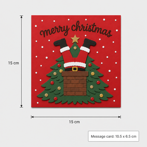 Carte de Noël 3D Pop-up au design original ZS-PC0228, cheminée, sapin, traîneau du Père Noël, chaussettes, chat, découpée au laser - Product Image 3