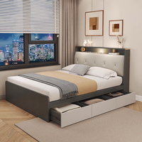 Meubles de chambre à coucher modernes, lit king-size multifonctionnel avec rangement, cadre de lit queen-size en bois pour la maison