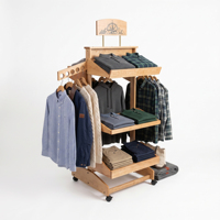 Présentoir de Vêtements sur Pied en Gros - Support Métallique Thermolaqué pour Vêtements avec Porte-Affiche et Emplacement pour Logo