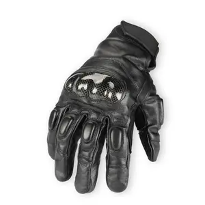 Ozero碳纤维触摸屏赛车摩托车摩托车车手高级皮革手套.