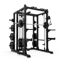 Rack Commercial Compact Tout-en-un pour Petites Salles de Sport, Largeur 2200mm, Machine Smith Multi-Planes 3D, Combo Power Rack et Barre de Traction en Carbone