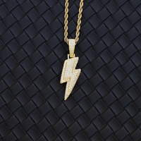 Colgante Yu Ying Lightning, Chapado en Oro Amarillo, Plata de Ley, Diamante Moissanita VVS, Colgante para Hombre Estilo Hip Hop