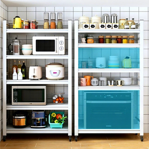 Estante de Almacenamiento para Cocina con Ruedas, Acero al Carbono Reforzado, Multi-Nivel, Ajustable, para Horno de Microondas, 800x400x1600mm - Product Image 1