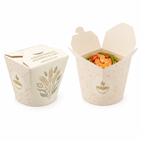 Boîte à nouilles 16oz 26oz, boîte à emporter chinoise en papier blanc de qualité alimentaire, étanche, avec couvercle pliable, logo personnalisé