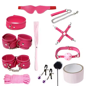<b>Bondage</b> Gear Kit BDSM Sex Toys for Male and Female Leather Material Set of Twelve CE ROHS Certified Adult Use - Product Image 4