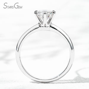 แหวนหมั้นโซลิแทร์สุดหรู6 K ประดับเพชรทรงกลมขนาด6.4มม. สีสดใสในห้องปฏิบัติการ - Product Image 4