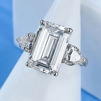 Bague en pierres précieuses simulées, émeraude taillée 5 carats, zircone cubique 12*8 pour femmes