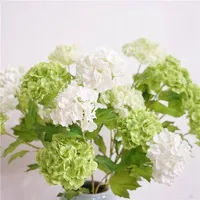 Fleurs artificielles d'hortensia Faux 3head Snowball Real Touch 68cm toutes saisons pour arrière-plan de mariage, arrangement floral et décoration intérieure