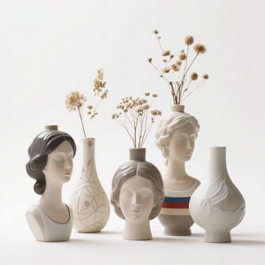 Vase en céramique nordique tchèque. Design personnalisé en 3D peint à la main, un récipient minimaliste alliant la simplicité <span class=keywords><strong>scandinave</strong></span> et des motifs tchèques - Product Image 1