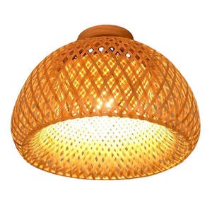 Chinese Style Bamboo Woven Ceiling Lamp Round Creative <b>Led</b> <b>Light</b> <b>For</b> Living <b>Room</b> Entryway Hallway Balcony - Product Image 4