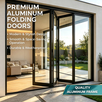 Porte pliante en verre sans cadre en alliage d'aluminium, cloison mobile en verre pour villa, balcon, restaurant, porte coulissante pliante en verre