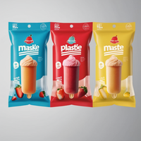 Sacs en plastique transparents personnalisés avec soufflets latéraux, recyclables, de qualité alimentaire, à trois soudures latérales, pour emballage de bâtonnets glacés, crèmes glacées, lait et nouilles