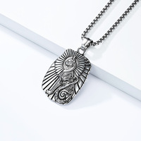 Kalung Berlapis Emas Liontin Jimat Dewa Kucing Hewan Mesir Kuno dari Baja Tahan Karat untuk Pria Perhiasan Fashion Grosir