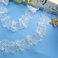 Tulle Putih Mewah Elegan Bordir Laser Renda Larut 100% Poliester Ramah Lingkungan Motif Bunga untuk Sepatu Timur Tengah