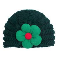 Topi Rajut Jacquard Bunga Hangat Musim Dingin Eropa dan Amerika untuk Bayi Baru Lahir, Multi-warna, Kancing Lucu, Bahan Poliester untuk Anak Perempuan