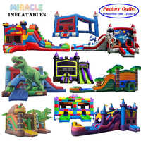 Structure gonflable commerciale combinée château gonflable, toboggan aquatique et piscine pour la location événementielle