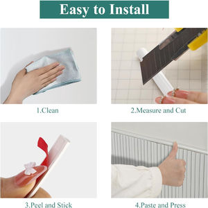 Moldura de ajuste de pared autoadhesiva Flexible Peel and Stick para paredes de borde de azulejo contra salpicaduras bordes Ventana de celosía decoración de pared - Product Image 5