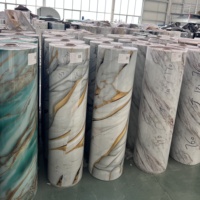 Carreau de papier peint en marbre haute brillance 120 cm 3m PVC mousse panneau mural rouleau étanche Peel Stick Design pour salon chambre appartement