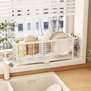Escurridor de Platos de 2 Niveles para Encimera con Soporte para Cuchillos, Organizador de Tablas de Cortar, Porta Utensilios y <span class=keywords><strong>Bandeja</strong></span> de Drenaje - Product Image 1