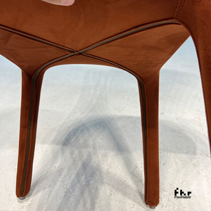 Silla de Comedor Moderna Tapizada en Terciopelo Naranja Quemado con Respaldo Curvo para Hotel, Restaurante, Hogar, Villa - Product Image 6