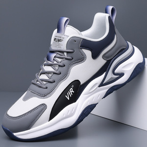 Baskets Chunky Homme VIR Run Blanches et Noires à Bout Rond, Lacets, Tige Synthétique Respirante, Semelle Extérieure en Caoutchouc, Style Sportif Automne - Product Image 3