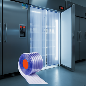 Rideau à lanières en PVC transparent 150 pieds x 12 pouces, en plastique nervuré, rouleau en vrac pour portes de congélateurs, chambres froides et portes de plain-pieds - Product Image 2