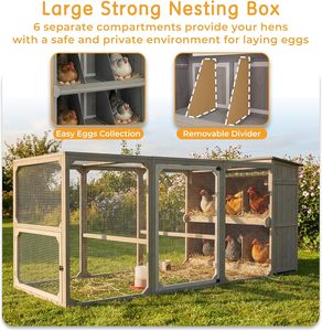 Gallinero Grande de Metal con Cubierta Impermeable para Exteriores, 6 Nidos para 4-6 Gallinas, Uso en Jardín o Granja - Product Image 3