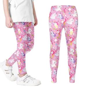 Celana legging motif kartun untuk bayi perempuan, celana legging elastis motif kartun, celana panjang penuh musim panas, celana bawah