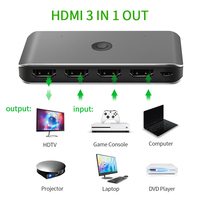 Nouvelle version de commutateur KVM avec 4K pour HDMI 3 entrées 1 sortie 3 ports 3 alliage d'aluminium pour câble HDMI