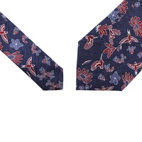 Grosir Cina dasi kustom burung bunga merah biru personalisasi 3 lipatan bunga mewah pria anyaman dasi leher untuk pria sutra Jacquard
