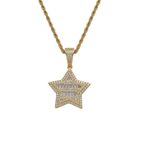 Colgante de pentagrama, accesorios de hip hop, collares para hombre y mujer, circonita con incrustaciones de cobre, colgante de estrella de circonita. - Product Image 4