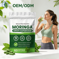 Capsules de Moringa en Gélules Souples en Gros pour OEM – Extrait de Moringa, Digestion, Antioxydant, Soutien Énergétique, Superaliment, Gélules Vertes de Moringa