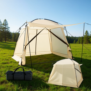 Tenda da Esterno 3x3 Metri con Veranda e Porta con Cerniera, in Tessuto Oxford Beige, per Campeggio Tre Stagioni - Product Image 2