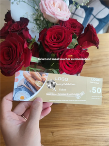 Billet d'entrée personnalisé pour exposition <span class=keywords><strong>de</strong></span> pâtisseries, <span class=keywords><strong>bon</strong></span> événementiel détachable en papier cuivre 250 g/m² avec numéro <span class=keywords><strong>de</strong></span> série et coupon - Product Image 2