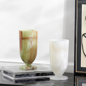 Jarrón de Mármol Natural Estilo Chino, Cilíndrico, para Arreglos Florales, Decoración para el Hogar, Adorno para Sala de Estar, Entrada, Vestíbulo de Hotel - Product Image 3